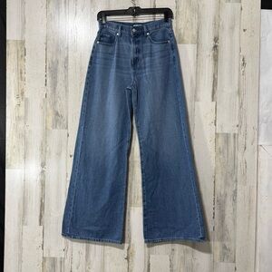 LOFT Wide-Leg The Palazzo Jeans in Classic Blue Size 0